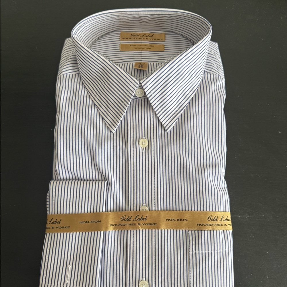 Roundtree & Yorke Gold Label Pinstripe Dress Shirt